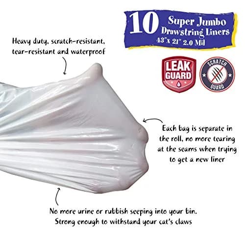Fresh Kitty Super Jump Litter Box Liners 25in Jumbo Drawstring Scented | Heavy-Duty Leak-Proof Pet Bag thumbnail 2