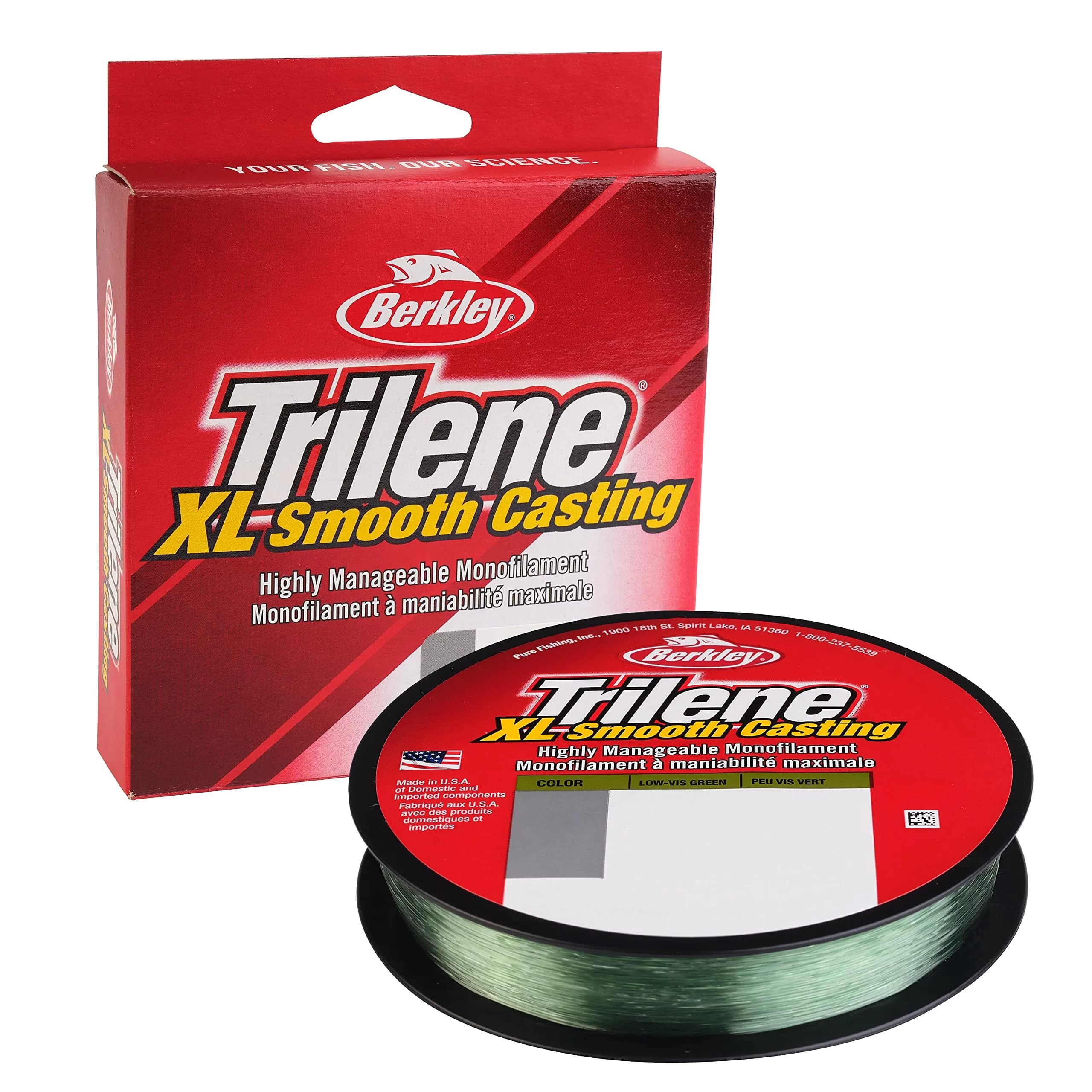 Berkley Trilene XL Low-Vis Green 10lb | 4.5kg, 300yd | 274m Monofilament Fishing Line for Freshwater