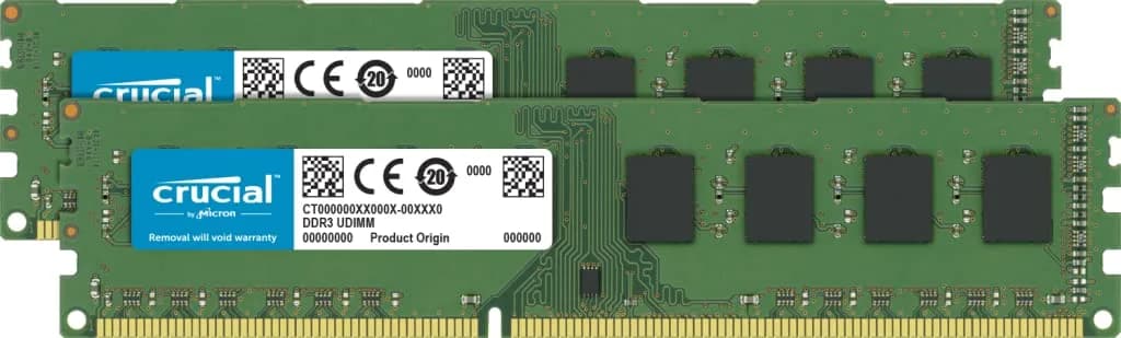 Crucial 16GB Kit (2x8GB) DDR3 1600 MHz CL11 Desktop Memory | 16GB (2x8GB) UDIMM - main product image