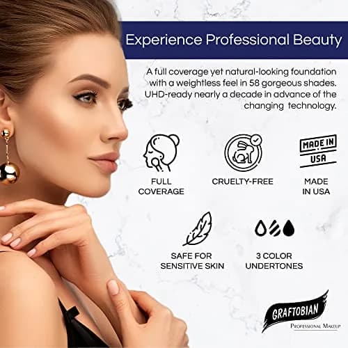 Graftobian HD Glamour Crème Foundation 0.5 oz (14.17 g) Lady Fair (N) | Natural Lightweight Full Coverage Makeup thumbnail 5