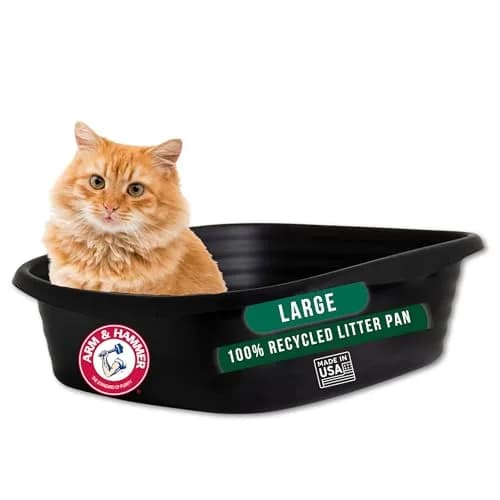 Arm & Hammer Simply Recycled Plastic Cat Litter Pan, Large, Black | Odor Control & Easy Clean thumbnail 1