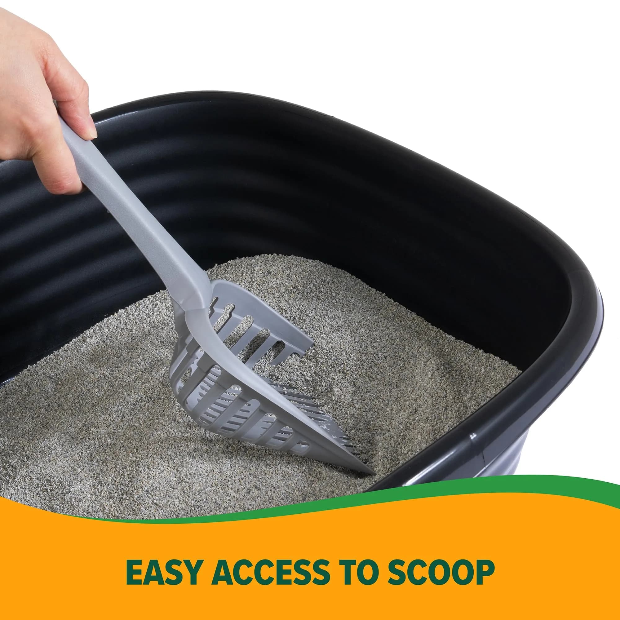 Arm & Hammer Simply Recycled Plastic Cat Litter Pan, Large, Black | Odor Control & Easy Clean - view 4
