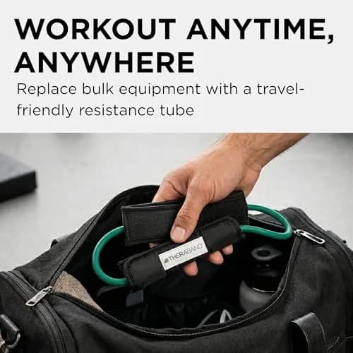 THERABAND Resistance Tubes 12" with Padded Cuffs | Heavy Level 3 for Lower Body Strength thumbnail 5