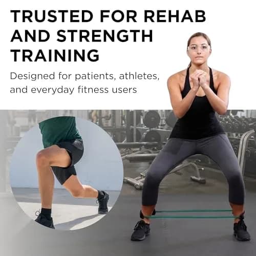 THERABAND Resistance Tubes 12" with Padded Cuffs | Heavy Level 3 for Lower Body Strength thumbnail 6