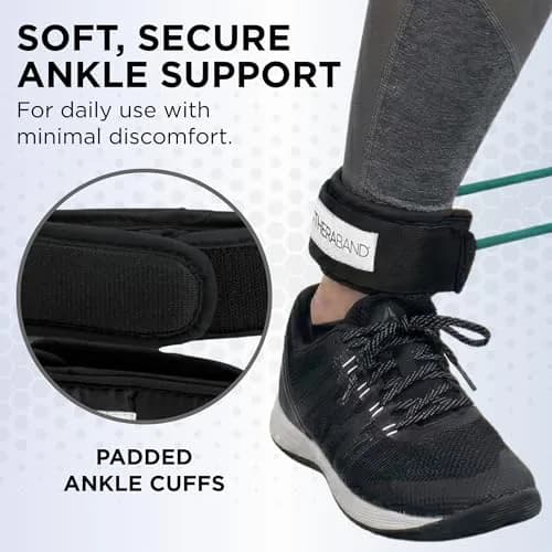 THERABAND Resistance Tubes 12" with Padded Cuffs | Heavy Level 3 for Lower Body Strength thumbnail 3