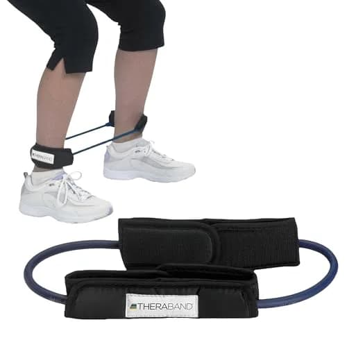 THERABAND Resistance Tubes 12" with Padded Cuffs | Extra Heavy Level 4 for Lower Body Strength thumbnail 1