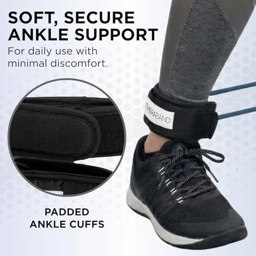 THERABAND Resistance Tubes 12" with Padded Cuffs | Extra Heavy Level 4 for Lower Body Strength thumbnail 3