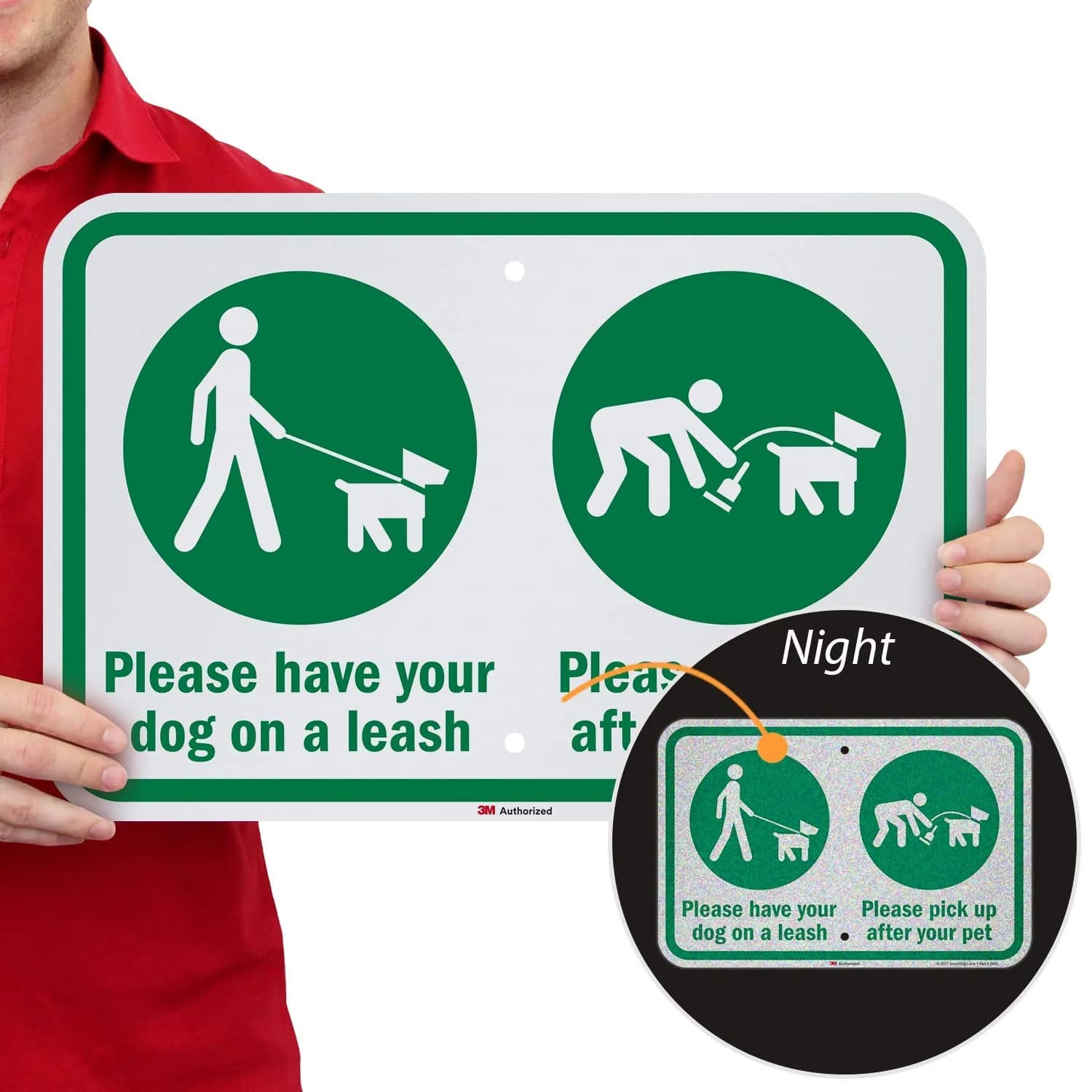 SmartSign K-7114-EG-12x18 Please Have Your Dog On A Leash Sign | 12" x 18" 3M Reflective Aluminum