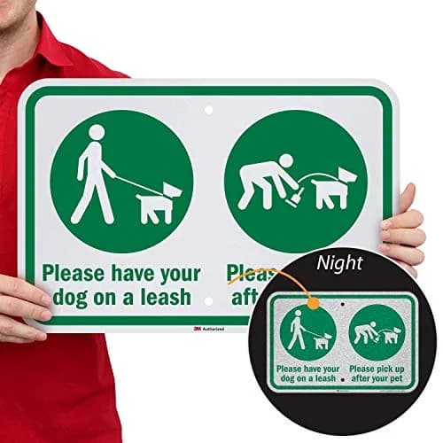 SmartSign K-7114-EG-12x18 Please Have Your Dog On A Leash Sign | 12" x 18" 3M Reflective Aluminum thumbnail 1