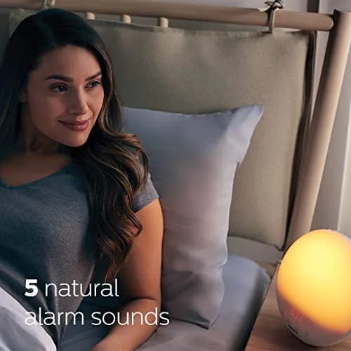 Philips Wake-Up Light, Colored Sunrise & Sunset Simulation, 5 Natural Sounds, FM Radio & Reading Lamp, Tap Snooze, HF3520/60 thumbnail 3