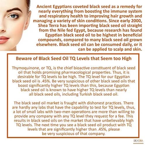 Shea Terra Egyptian Black Seed Oil, Certified Organic, 3.38 oz | Cold-Pressed & Unrefined for Skin & Hair thumbnail 3