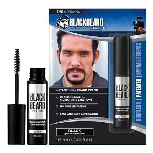 Blackbeard for Men Instant Beard Color Black 0.4 Fl Oz (11.8 ml) | Dye-Free Gray Coverage for Patchy Beards thumbnail 1