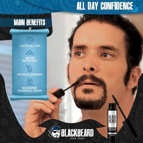 Blackbeard for Men Instant Beard Color Black 0.4 Fl Oz (11.8 ml) | Dye-Free Gray Coverage for Patchy Beards thumbnail 2
