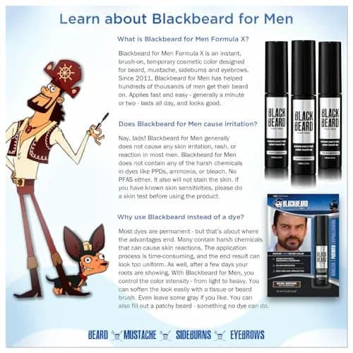 Blackbeard for Men Instant Beard Color Dark Brown 0.4 Fl Oz (11.8 ml) | Dye-Free, Hypoallergenic, All-Day Wear thumbnail 8