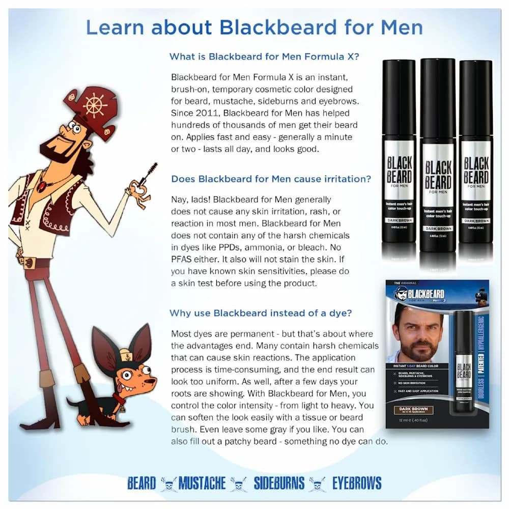 Blackbeard for Men Instant Beard Color Dark Brown 0.4 Fl Oz (11.8 ml) | Dye-Free, Hypoallergenic, All-Day Wear - view 8
