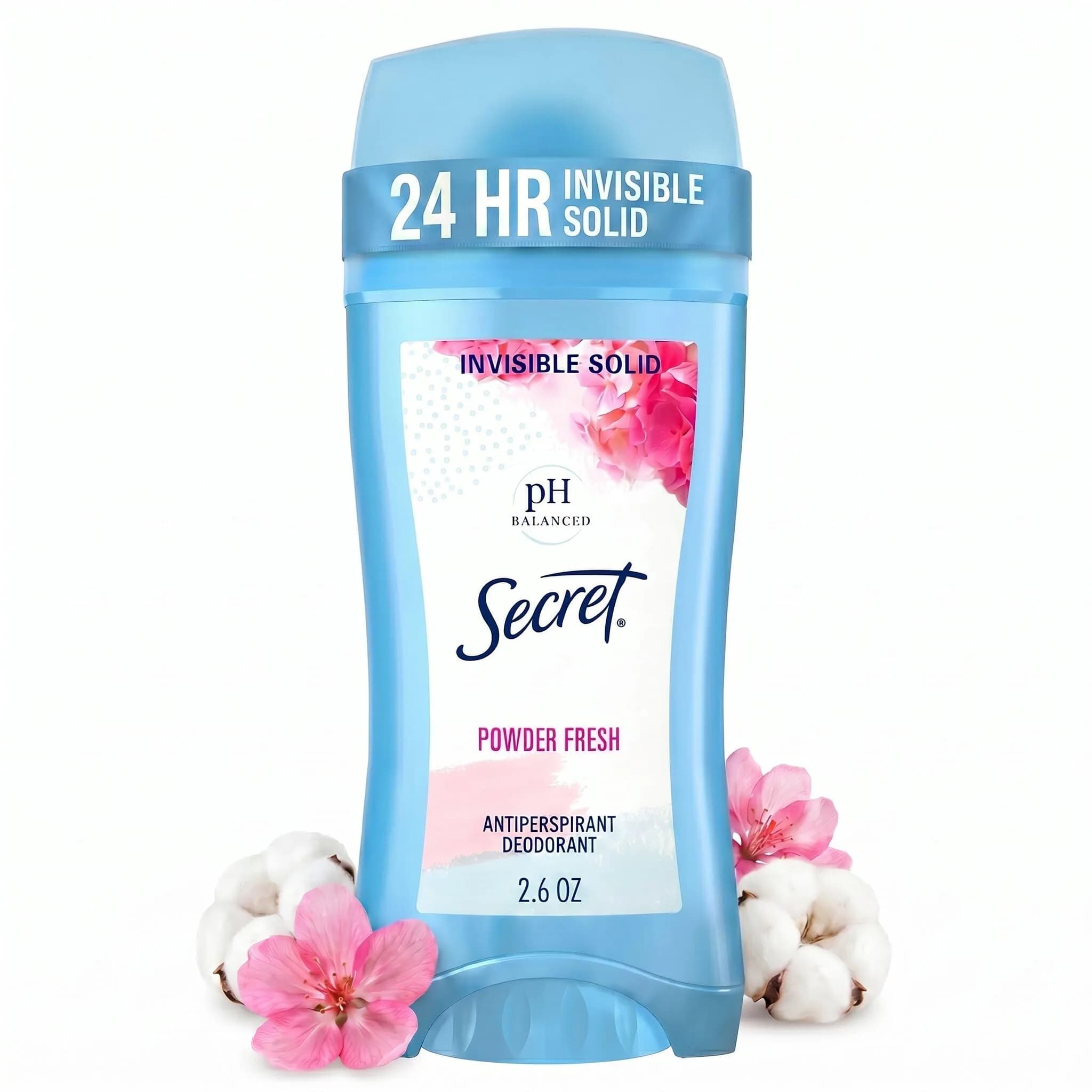 Secret Original Unscented Invisible Solid Antiperspirant & Deodorant 75ml (2.6 oz) | 24-Hour Sweat & Odor Protection — No