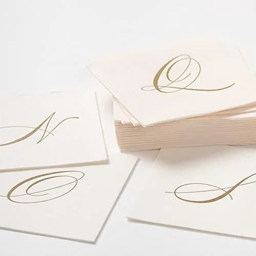 Caspari White Pearl Paper Linen Cocktail Napkins, Monogram Initial B, Pack of 30 (5"x5") | Imported from Germany thumbnail 2