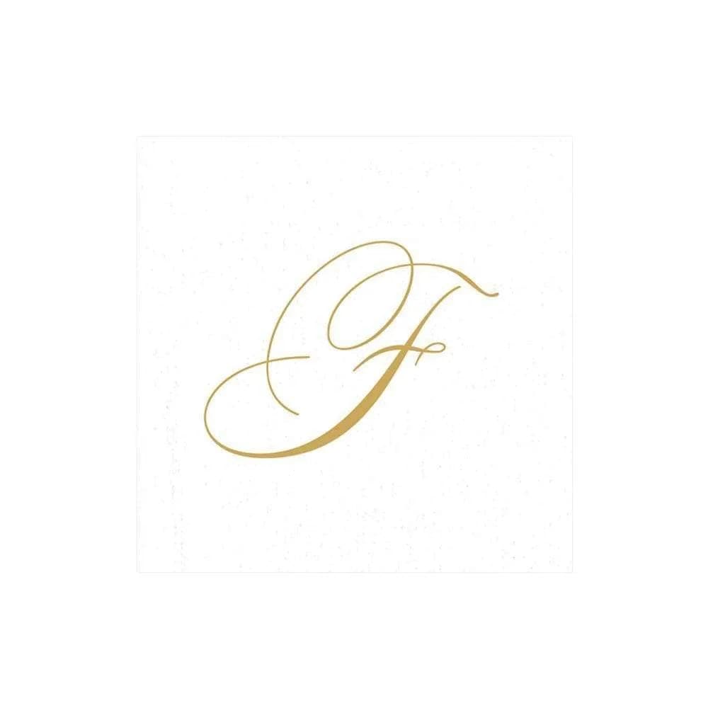Caspari White Pearl & Gold Paper Linen Cocktail Napkins, Pack of 30 (5" Square, 10" Open) | Monogrammed for Elegant Entertaining - main product image