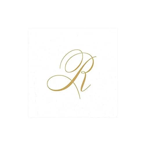 Caspari White Pearl Paper Linen Cocktail Napkins, Monogram Initial R, Pack of 30 | Elegant Entertaining for India thumbnail 1