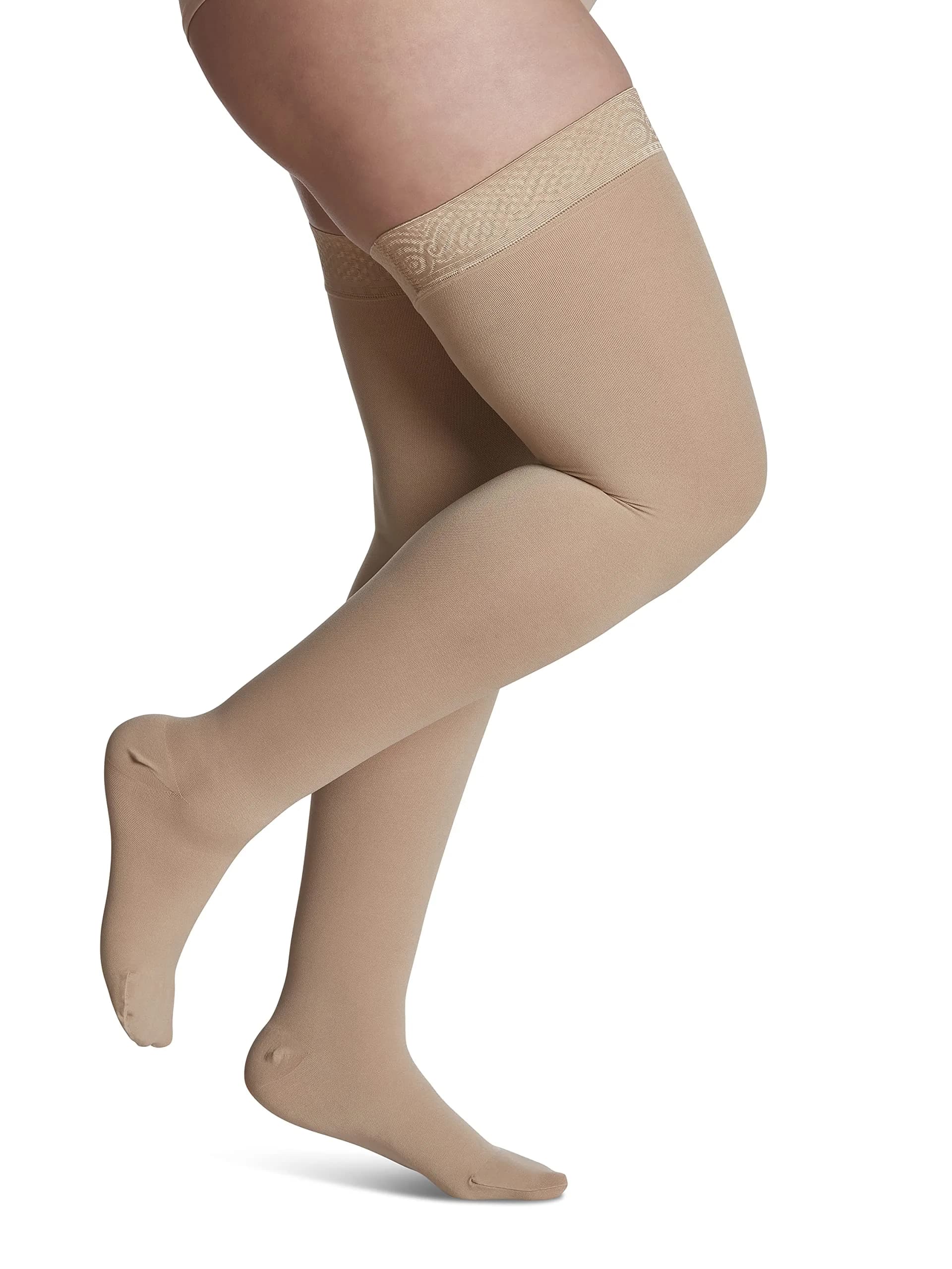 Sigvaris Women’s Essential Opaque 860 Thigh-Highs 30-40mmHg Honey | Support for Edema & Circulation — Honey
