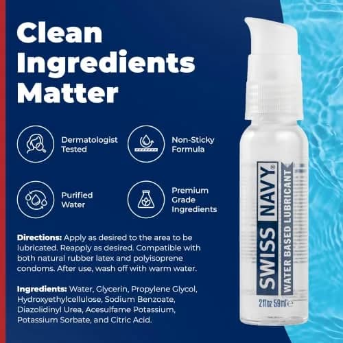 Swiss Navy Water-Based Lubricant - 2 oz | Gel with Slickness & Travel-Friendly Locking Pump thumbnail 3