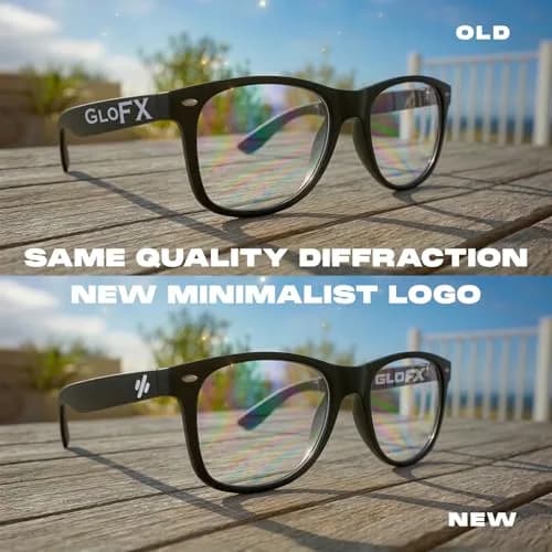 GloFX Ultimate Diffraction Glasses - Black Frame, Rainbow Lens | Lightweight & Durable thumbnail 6