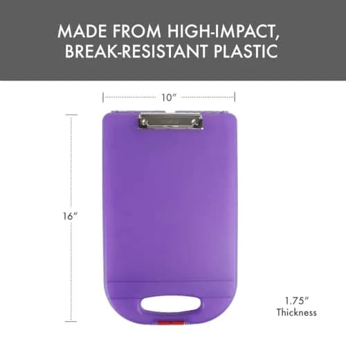 Dexas Clipcase 2 Storage Clipboard with Rounded Handle, Purple | Durable Plastic, 15.5x10 inches, USA Design thumbnail 2