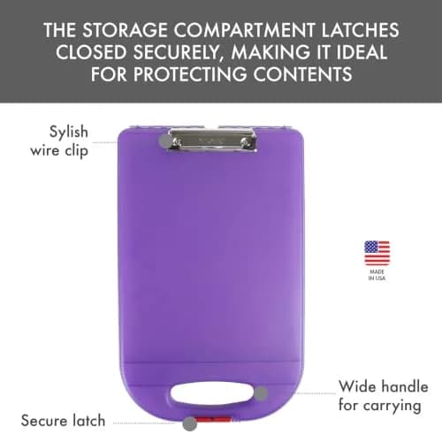 Dexas Clipcase 2 Storage Clipboard with Rounded Handle, Purple | Durable Plastic, 15.5x10 inches, USA Design thumbnail 3