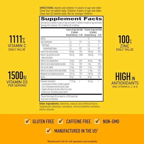 Airborne Citrus Chewable Tablets 116ct | Immune Support with 1000mg Vitamin C & Herbal Blend thumbnail 4