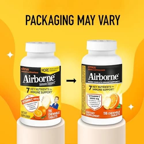 Airborne Citrus Chewable Tablets 116ct | Immune Support with 1000mg Vitamin C & Herbal Blend thumbnail 7