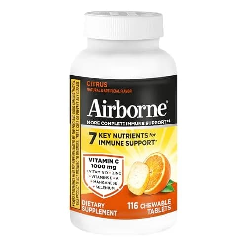 Airborne Citrus Chewable Tablets 116ct | Immune Support with 1000mg Vitamin C & Herbal Blend thumbnail 8