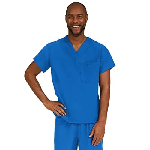 Medline PerforMAX Reversible V-Neck Scrub Top, 3XL, Royal Blue | Energy-efficient, quick-drying, durable medical scrub thumbnail 1