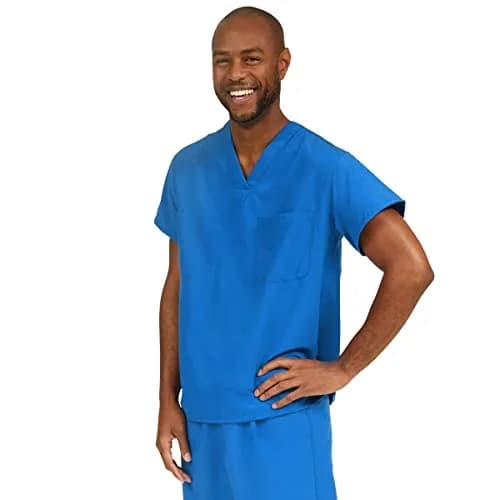 Medline PerforMAX Reversible V-Neck Scrub Top, 3XL, Royal Blue | Energy-efficient, quick-drying, durable medical scrub thumbnail 3