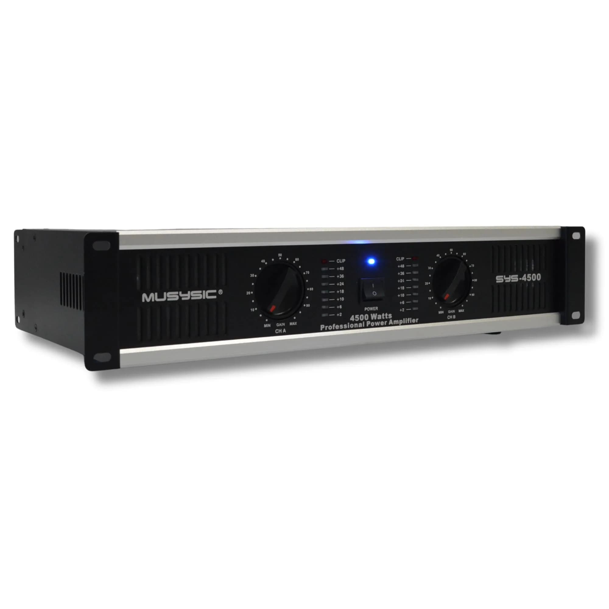 MUSYSIC Professional Power Amplifier 2 Channel 4500W | 2200W at 2Ω, 1100W at 4Ω, 550W at 8Ω, Rack Mount — 4500 Watts