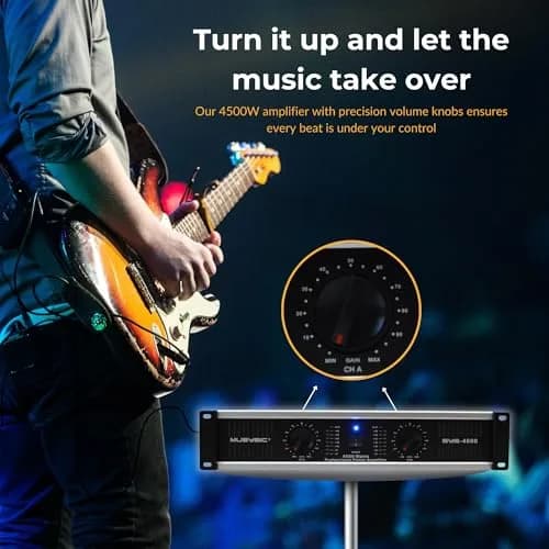 MUSYSIC Professional Power Amplifier 2 Channel 4500W | 2200W at 2Ω, 1100W at 4Ω, 550W at 8Ω, Rack Mount thumbnail 6