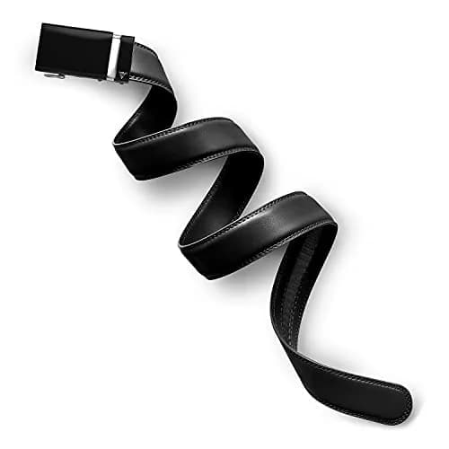 Mission Belt Men's Ratchet Belt - 35mm Black Buckle/Black Leather, Extra Large (39-42) | Perfect Fit & Support for Indian Climate thumbnail 1