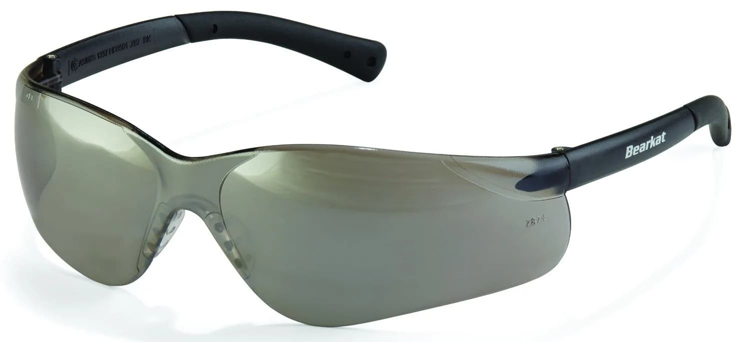 MCR Safety BearKat 3 Safety Glasses Clear Lens 1 Pair | Scratch Resistant UV Protection — Silver Mirror