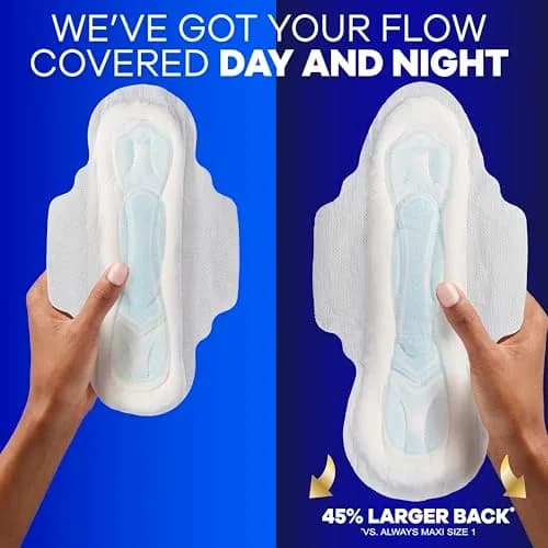 Always Maxi Overnight Feminine Pads with Wings, Size 5, Extra Heavy Absorbency, Unscented, 27 Count | Reliable Overnight Protection That Actually Works thumbnail 7