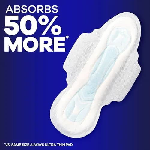 Always Maxi Overnight Feminine Pads with Wings, Size 5, Extra Heavy Absorbency, Unscented, 27 Count | Reliable Overnight Protection That Actually Works thumbnail 3