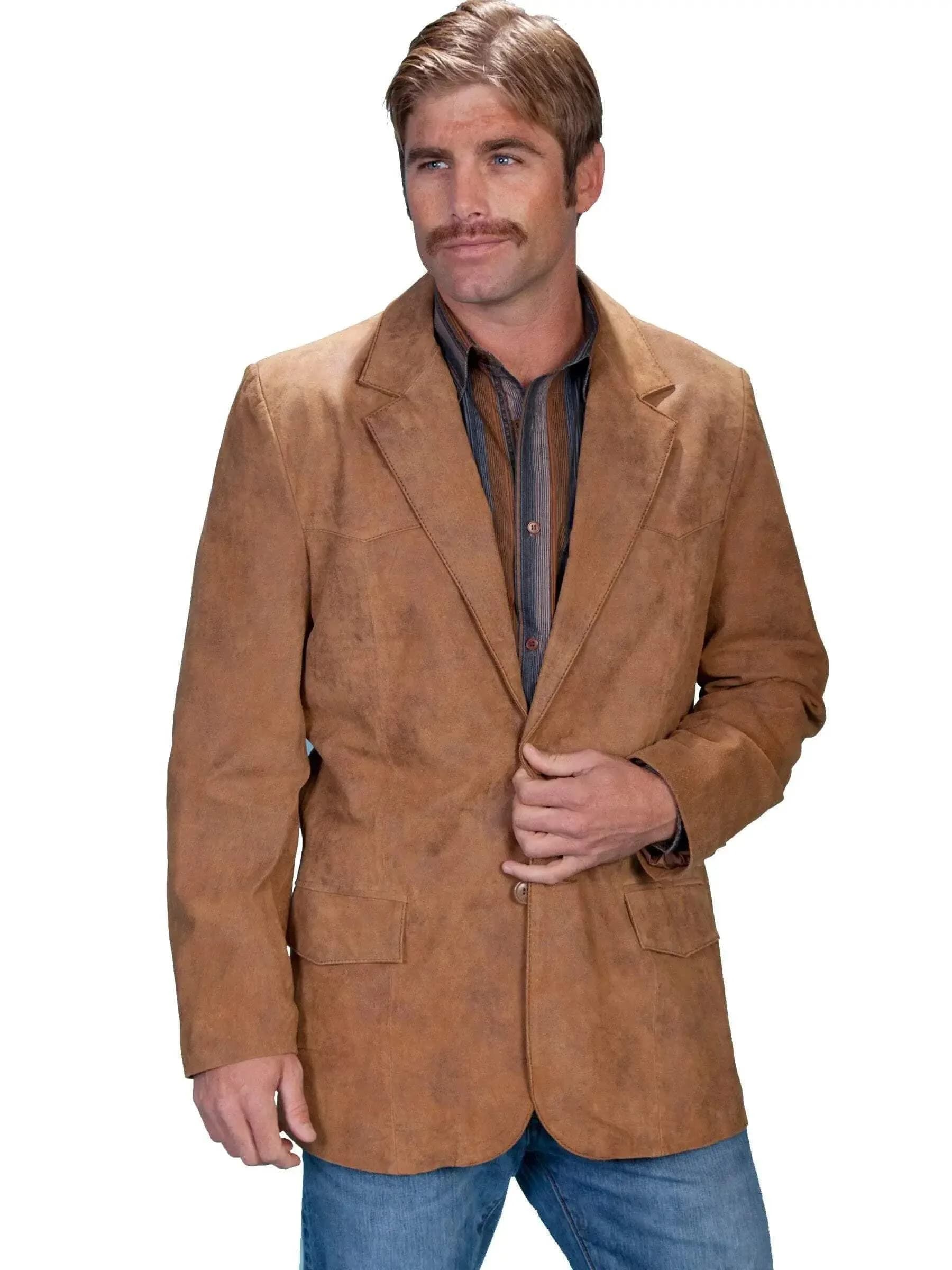 Scully Men's Oakridge Western Leather Blazer Brown 44 T | Classic Western Style Leather Blazer