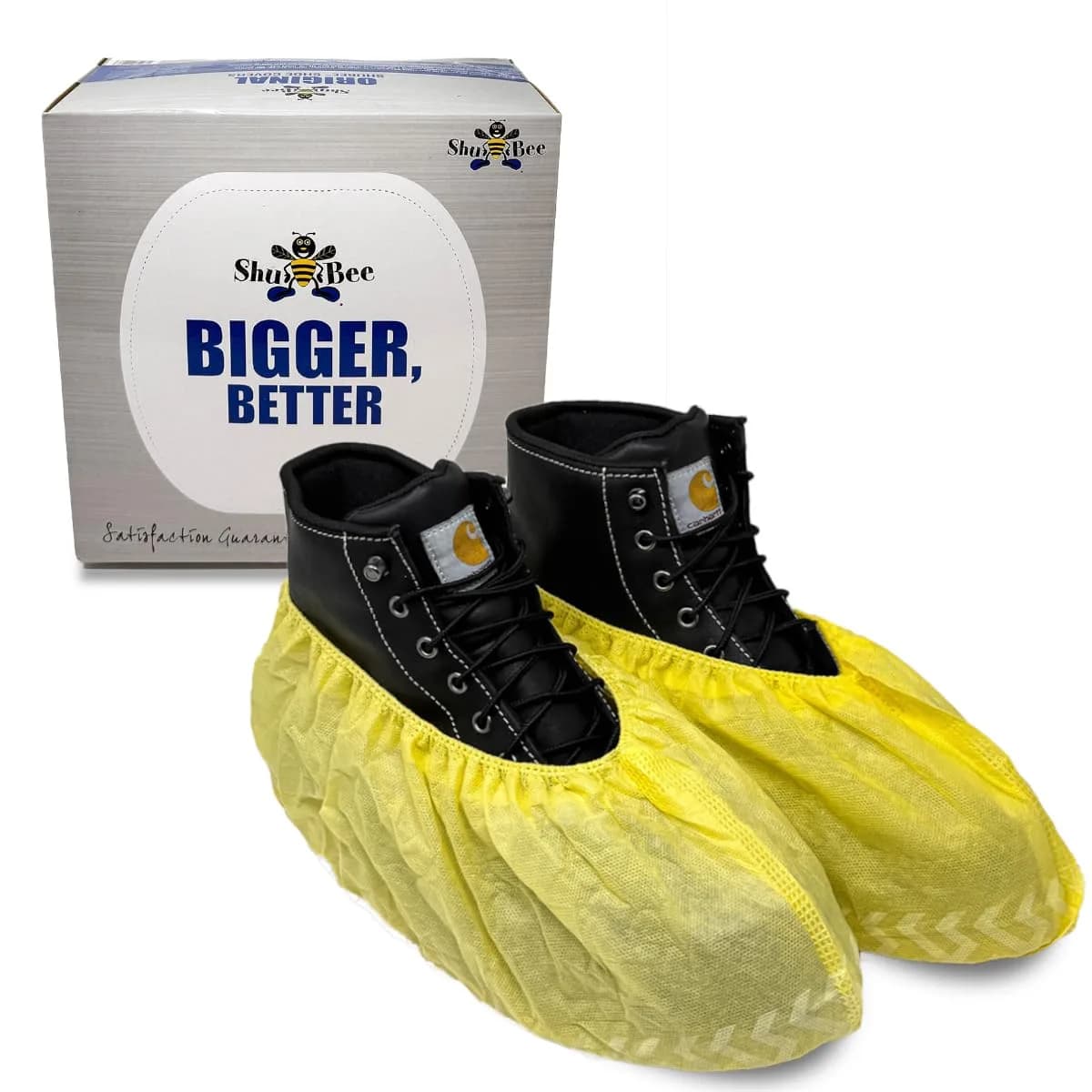 ShuBee Extra-Large Disposable Shoe Covers | Durable & Thick for Construction & Service Work - 50 Pairs — Yellow