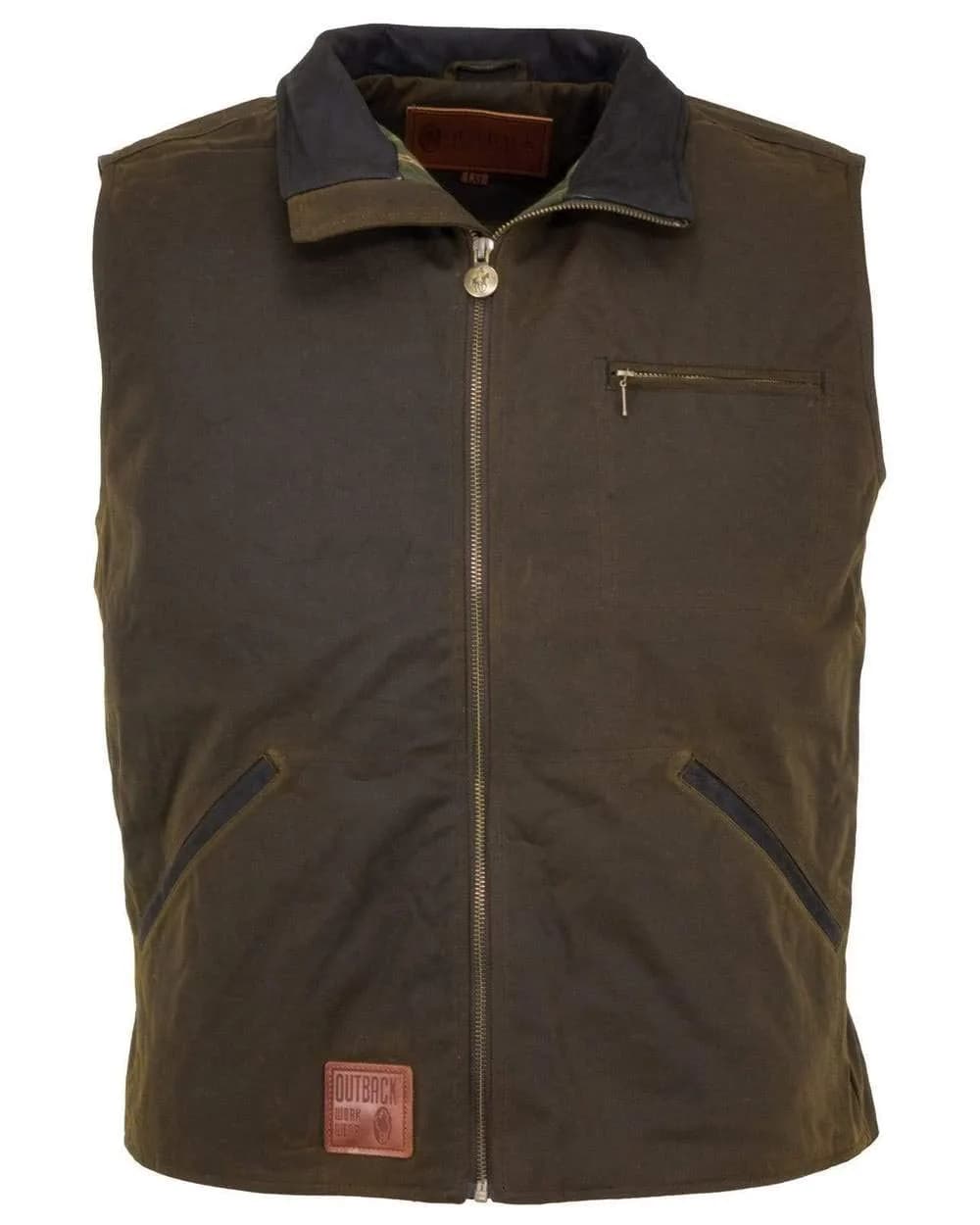 Outback Trading Company Sawbuck Oilskin Western Vest X-Large | Waterproof & Breathable, Classic Style — Bronze