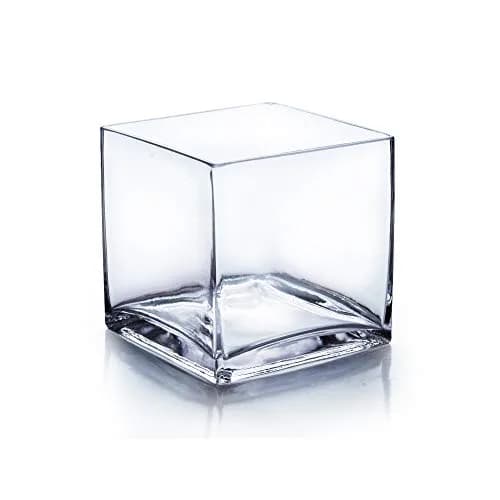 WGVI WGV Cube Glass Vase 6" Clear Elegant Floral Accent Container thumbnail 1