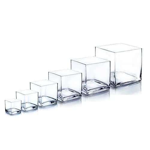 WGVI WGV Cube Glass Vase 6" Clear Elegant Floral Accent Container thumbnail 7