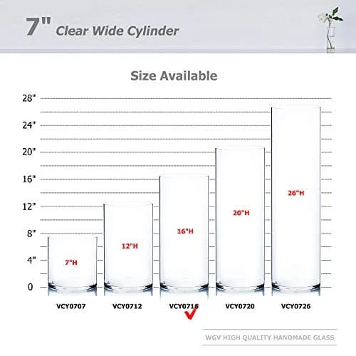WGVI Clear Cylinder Glass Vase 18 cm (7") x 40 cm (15.75") | Large Diameter Floral Container for Weddings & Home Decor thumbnail 3