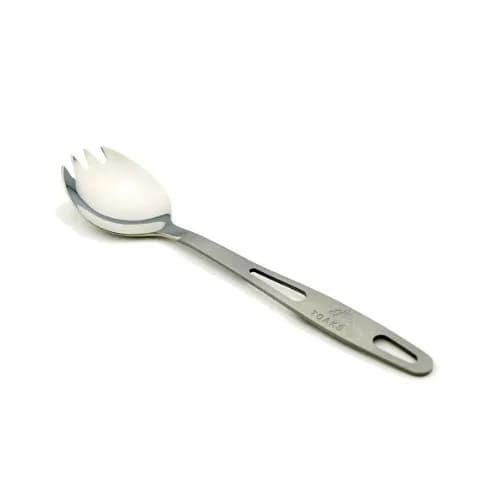 TOAKS Titanium Spork Silver | Ultralight Camping Flatware, 168mm