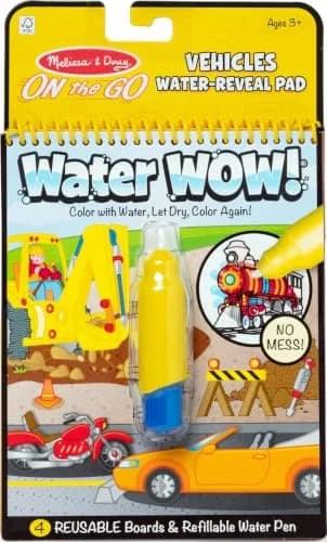 Melissa & Doug On The Go Water Wow! Mess Free Coloring Book Vehicles 25.4cm (10in) | FSC Certified Activity Pad thumbnail 1