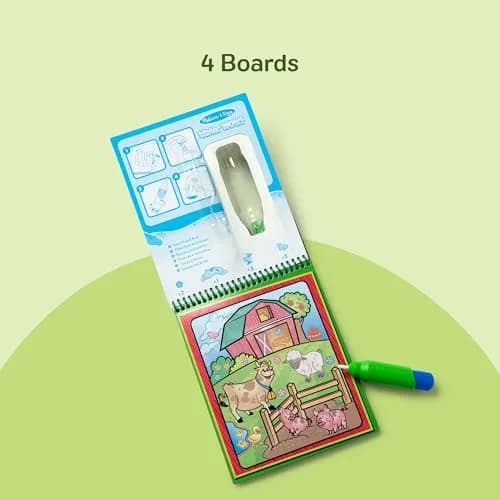 Melissa & Doug On the Go Water Wow! Animals Activity Pad | Mess-Free Water Reveal Coloring Book with Refillable Pen, 4 Pages, Ages 3+ thumbnail 5