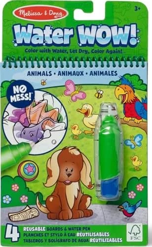 Melissa & Doug On the Go Water Wow! Animals Activity Pad | Mess-Free Water Reveal Coloring Book with Refillable Pen, 4 Pages, Ages 3+ thumbnail 1