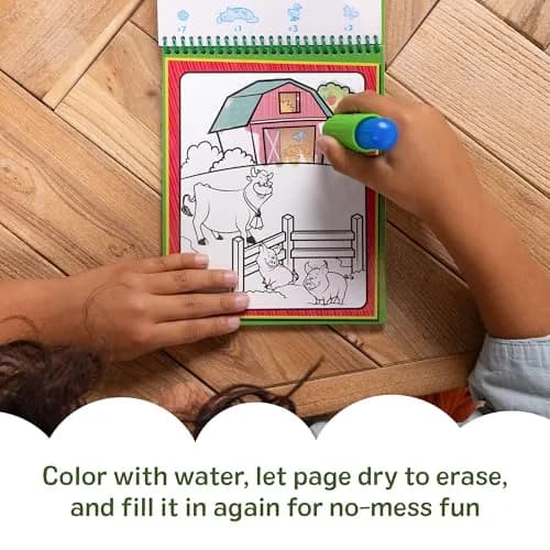 Melissa & Doug On the Go Water Wow! Animals Activity Pad | Mess-Free Water Reveal Coloring Book with Refillable Pen, 4 Pages, Ages 3+ thumbnail 2